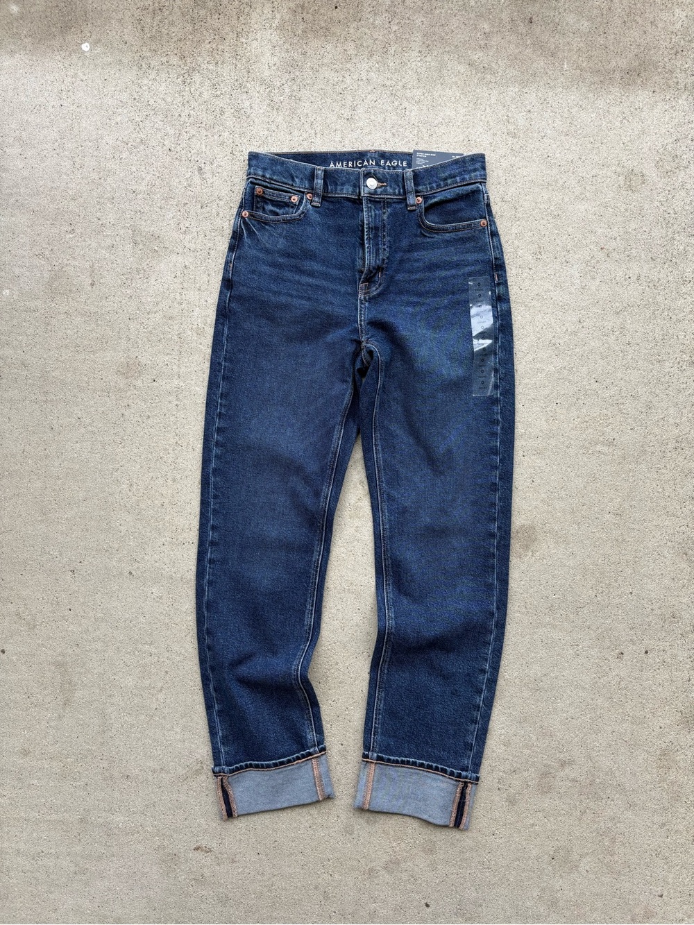 American Eagle Super High-Rise Straight Stretch Jeans Dark Wash 0 Short